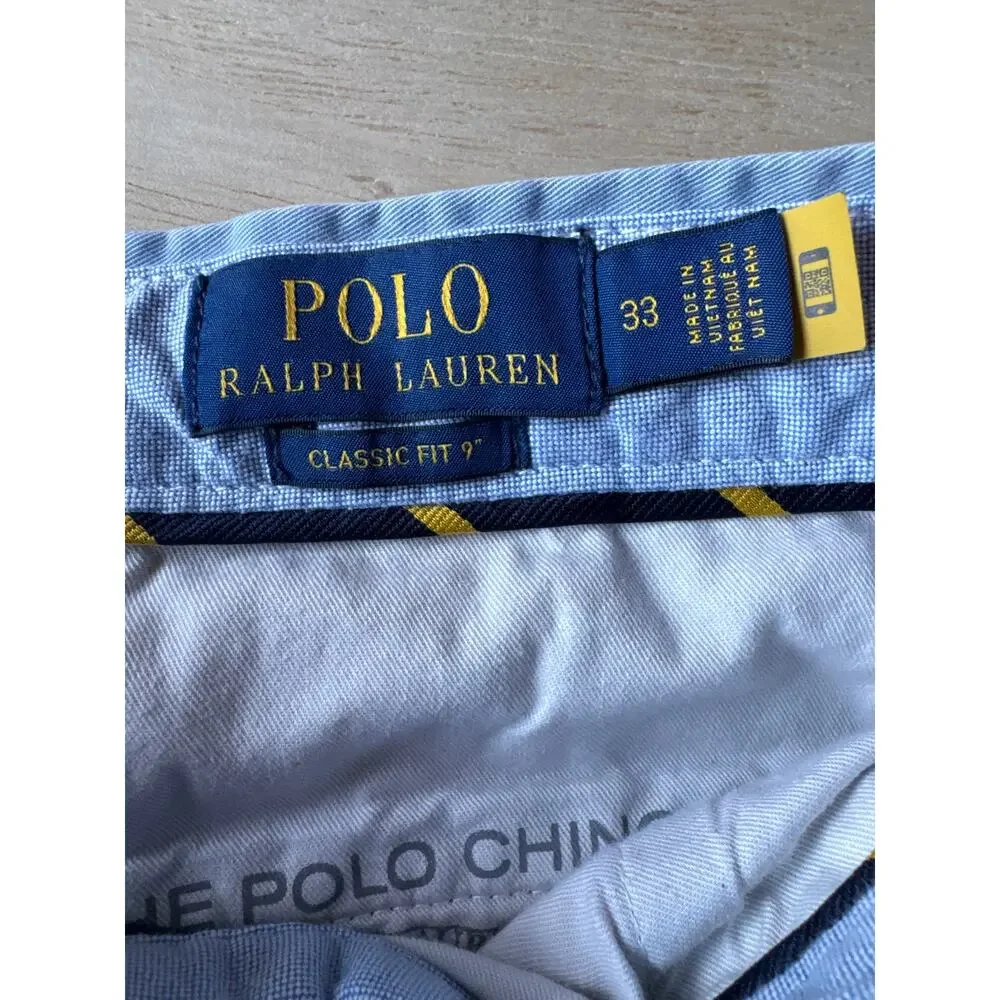 Polo Ralph Lauren Mens 33 Light Blue Cotton Chino Shorts 9 Inseam